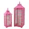 L&#x27;Eau de Fleur Distressed Pink Fir Wood Candle Lantern Set, 21&#x22; &#x26; 28&#x22;